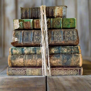Antique French Book Stack – 6 Rare Books (1718–1924) | 300-Year-Old Book | Twine-Tied Old World Décor | Chateaucore Styling
