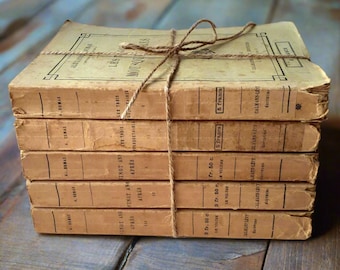 Antique French Book Stack: Alexandre Dumas Paperbacks, 1920s Décor