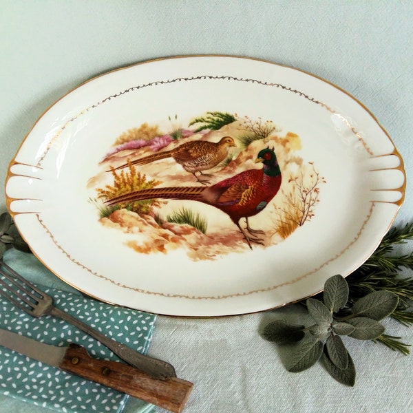 Large Pheasant Platter. Game Bird Platter. Porcelain Platter. Hunters Gift. Huntsman Gift. Pheasant Plate.