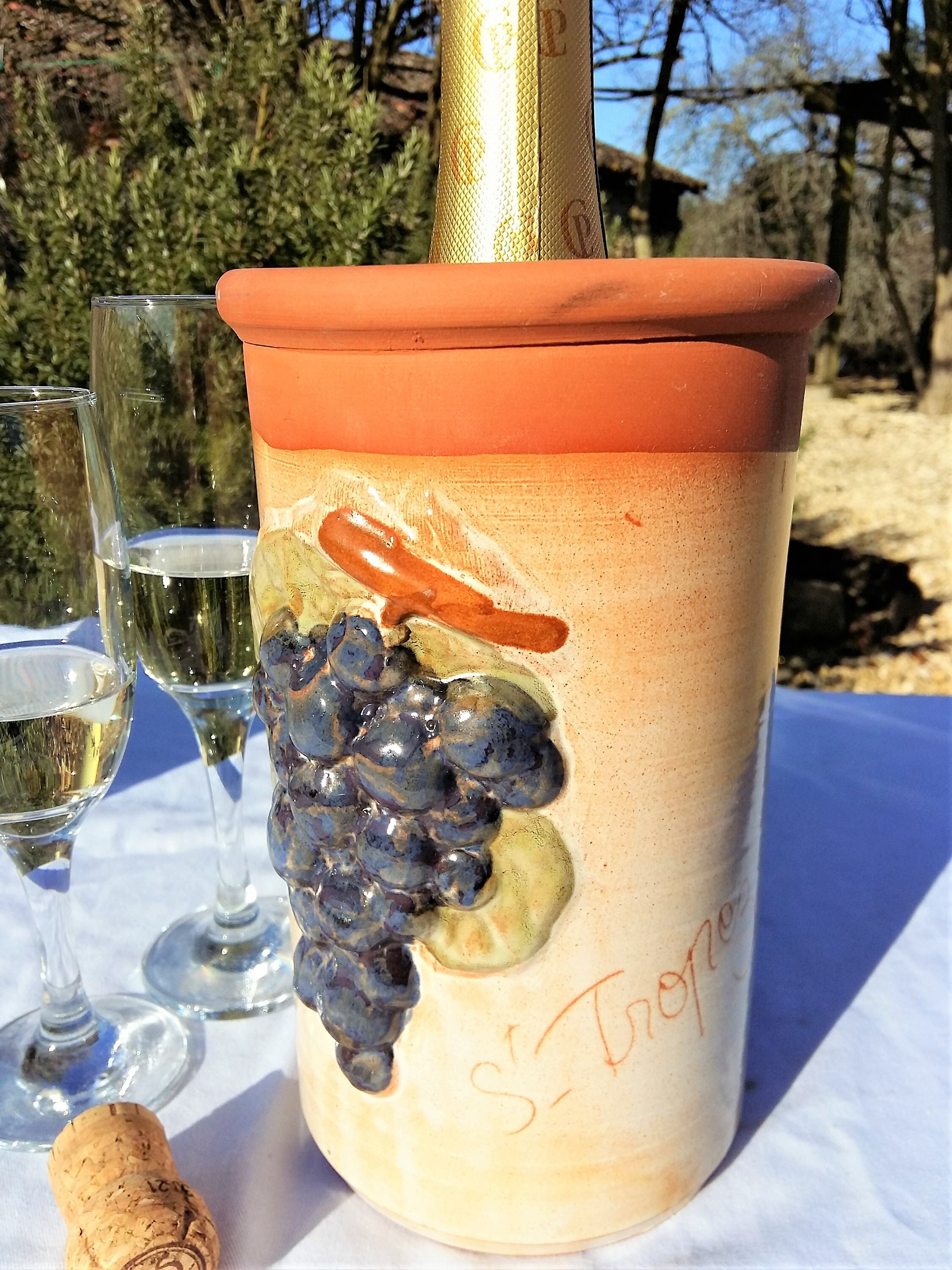Refroidisseur de Vin. Brique à Vin. Refroidisseur Vin Extérieur. en Céramique Motif Vigne Saint-Trop
