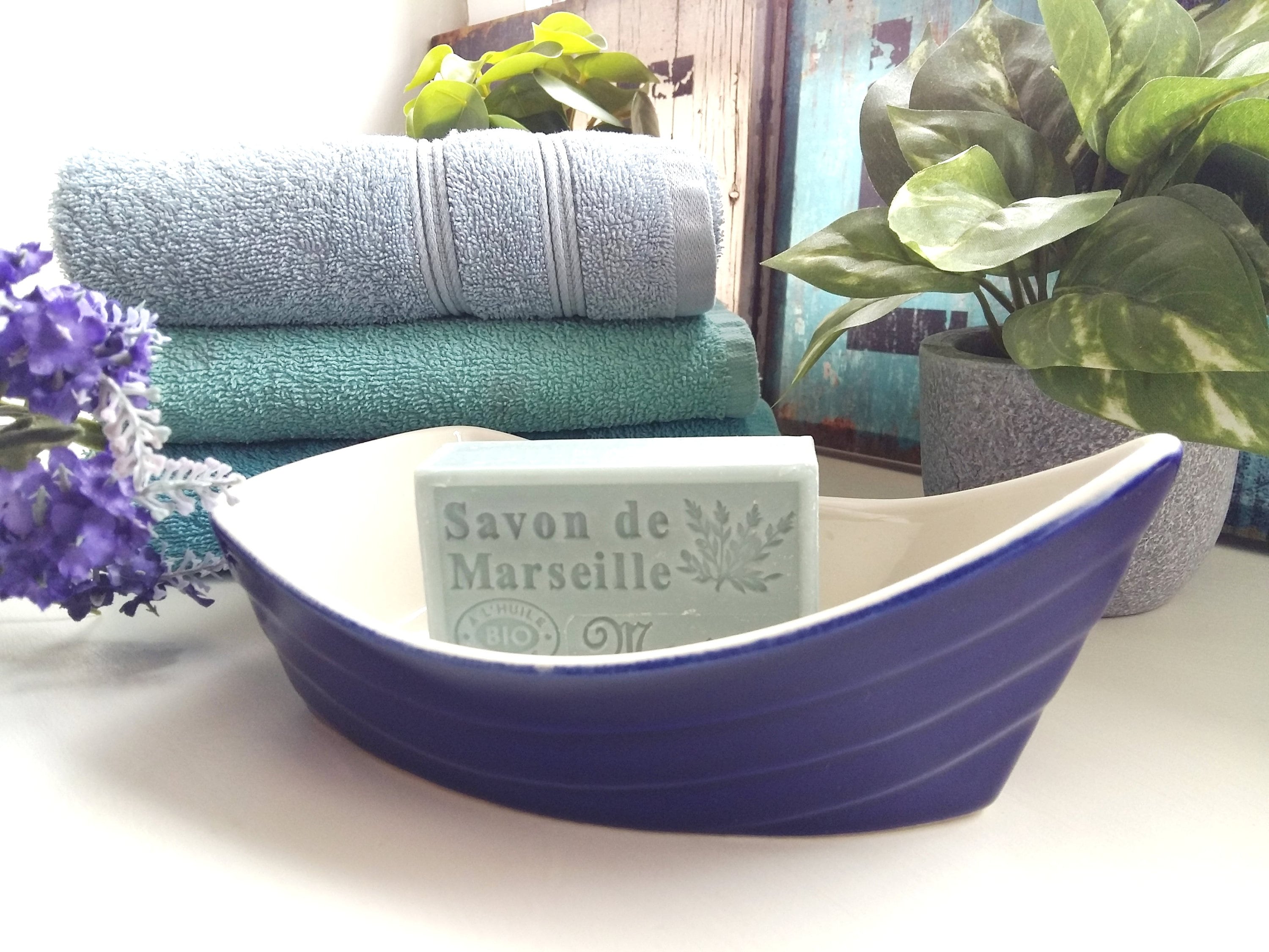 Porte-Savon en Forme de Bateau. Bateau Céramique. Jardinière Salle Bain Bleue. Décor Nautique. Maiso