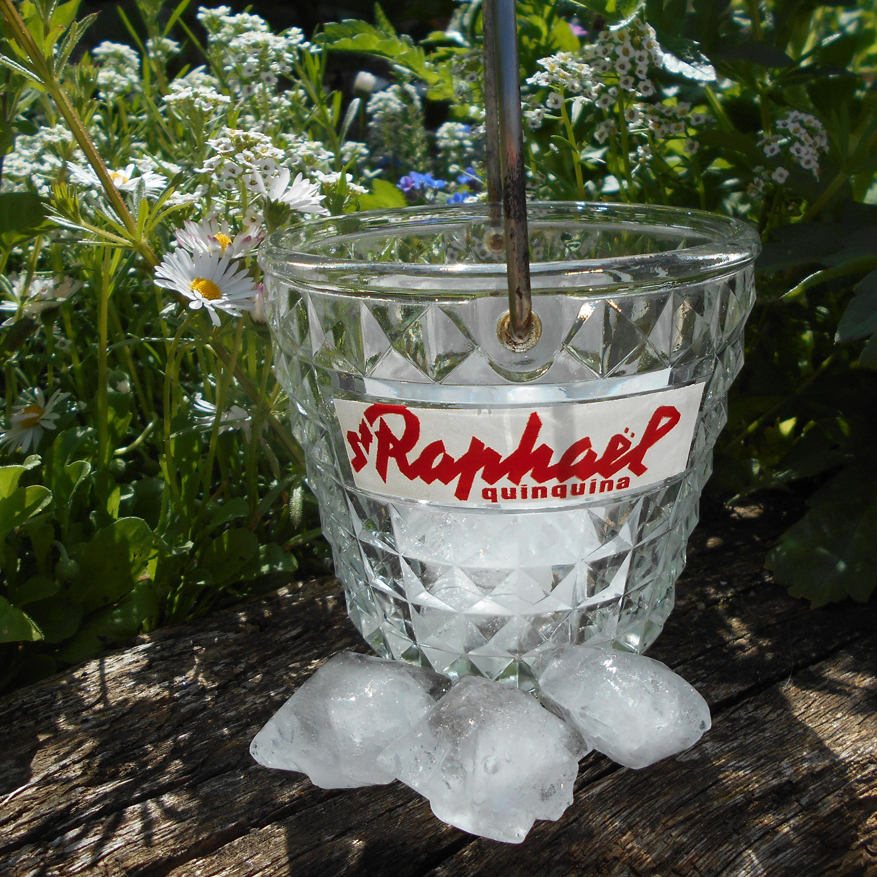 Français Seau à Glace en Verre St Raphaël Vintage, Quinquina, Verrerie Cocktail. Barware Français An