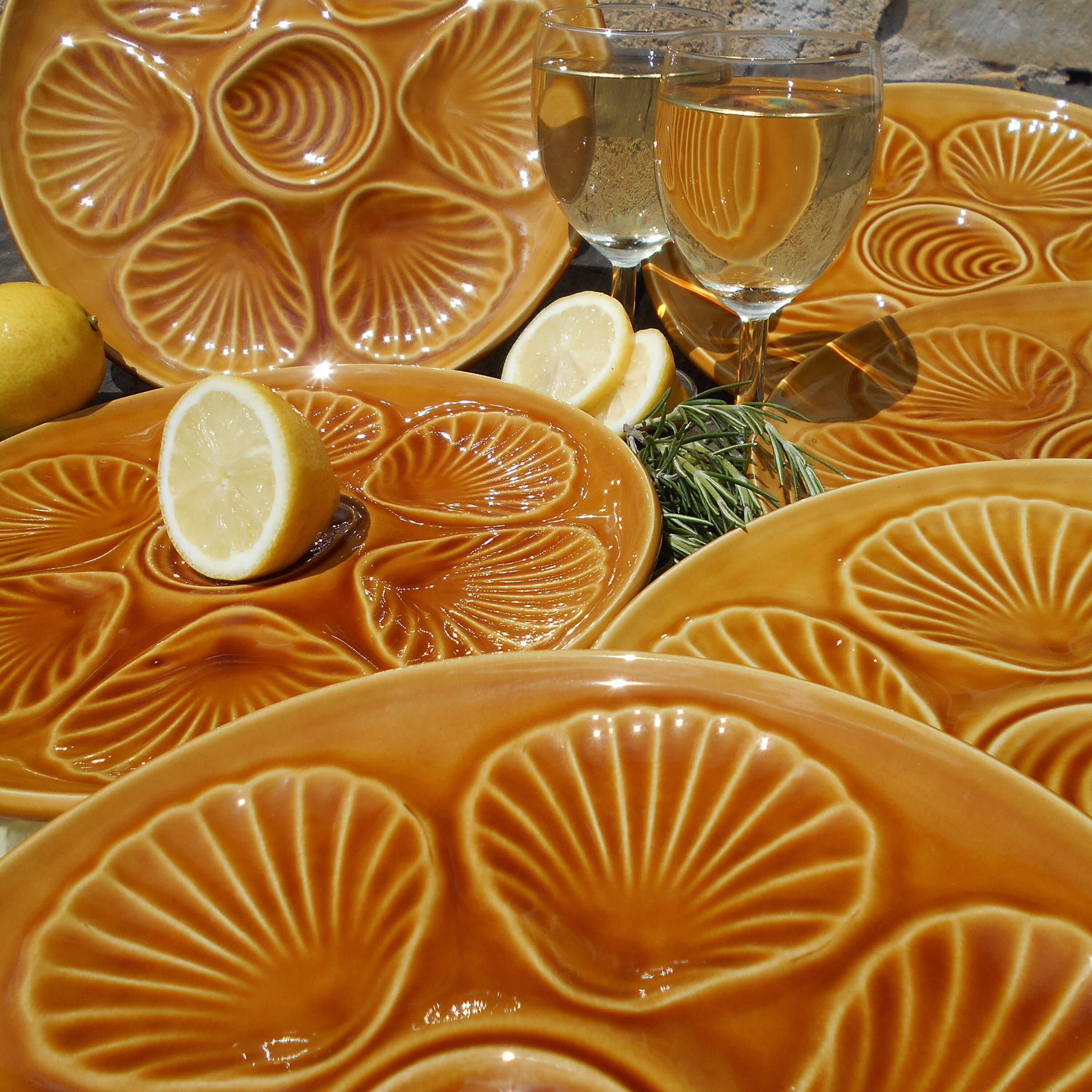 Set of Six French Scallop Plates. Oyster Plates. Seafood Etsy