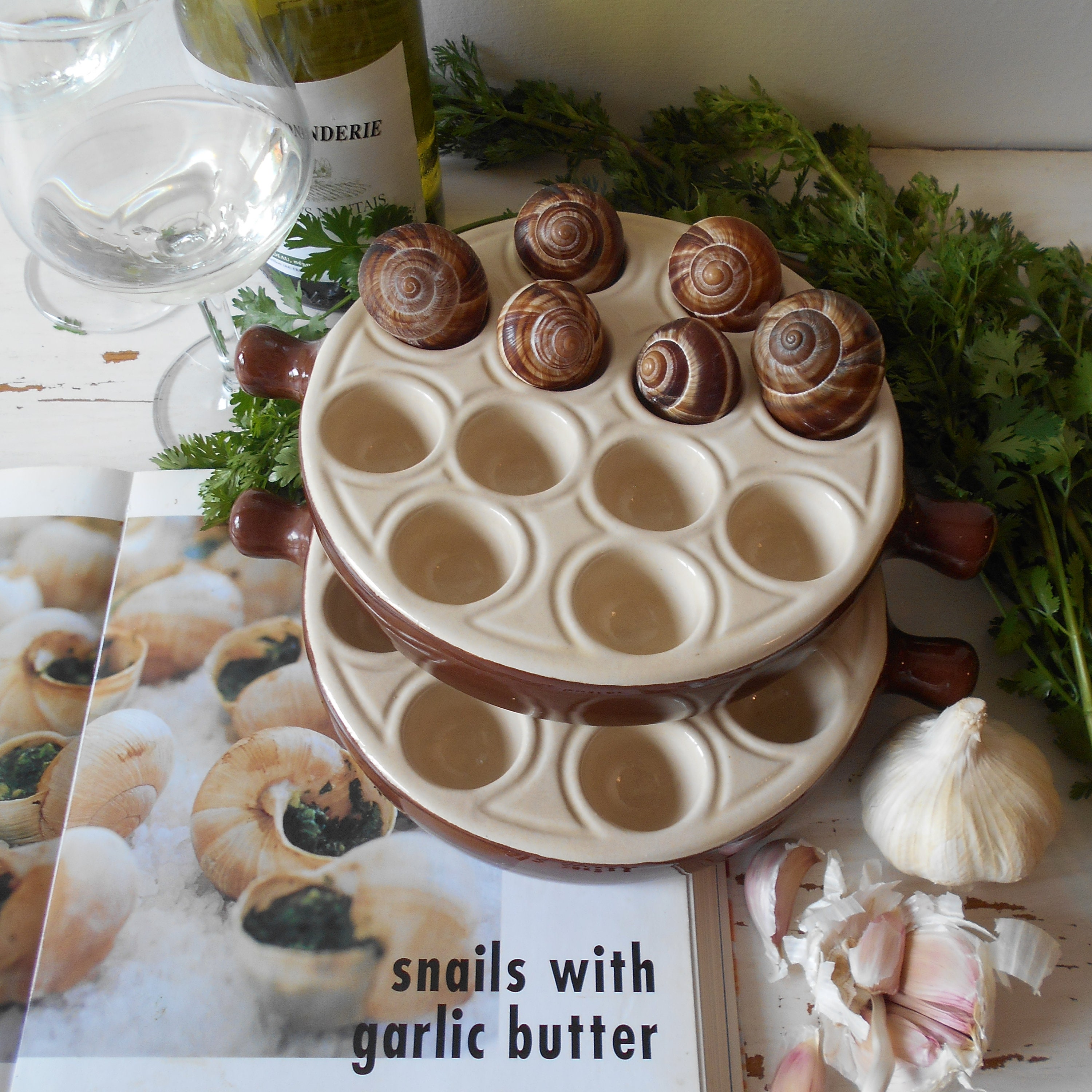 Two 'Emile Henry' French Snail Plates. Vintage French Etsy