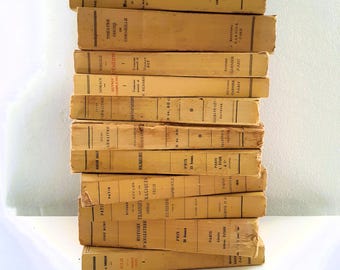 Antique French Book Stack: Vanilla & Yellow Decor, Literary Classics