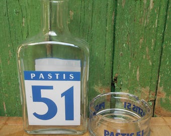 Français PASTIS 51 verre Carafe à eau et Cendrier Pastis 51 (cendrier).