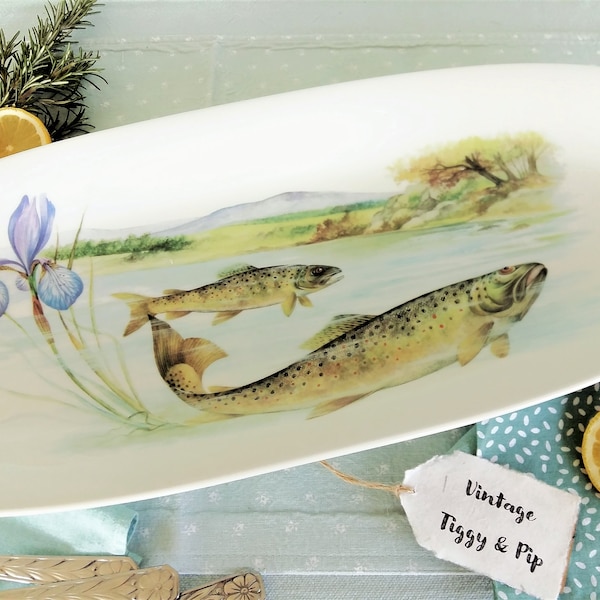 Limoges Fish Platter. Extra Long Limoges Porcelain Platter. Trout Platter. Salmon Platter. Fish Banquet Table Centrepiece. Serving Platter.