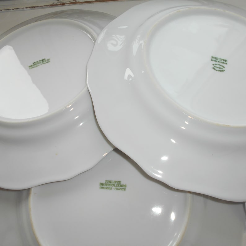Set of Eight Limoges Porcelain Dinner Plates Jeanne d/'Arc Living White Limoges Plates in Jeanne d/'Arc Style Large White Dinner Plate Set