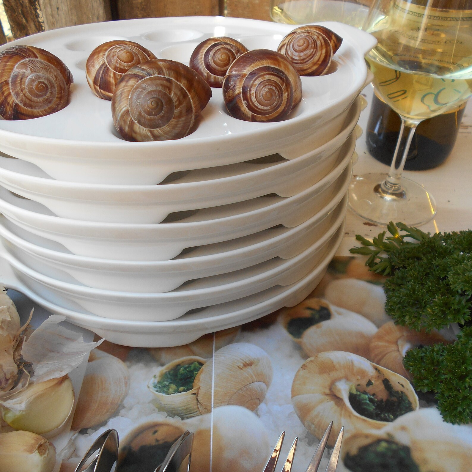 Six White Porcelain Snail Plates. French Escargot Dishes. Etsy