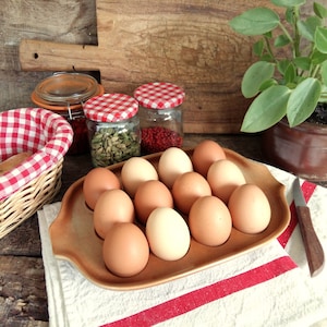Ceramic Egg Tray for 12 Eggs. Stoneware Egg Holder