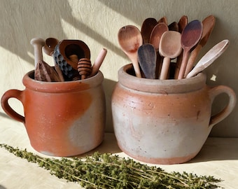Set of 2 Antique French Stoneware Confit Pots – Rustic Kitchen Decor