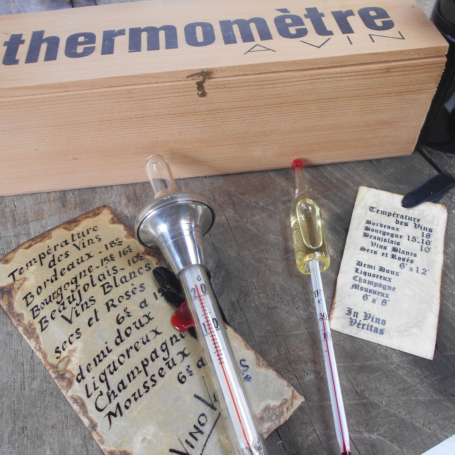French Wine Thermometer in a Box. Sommelier Gift. Double Etsy