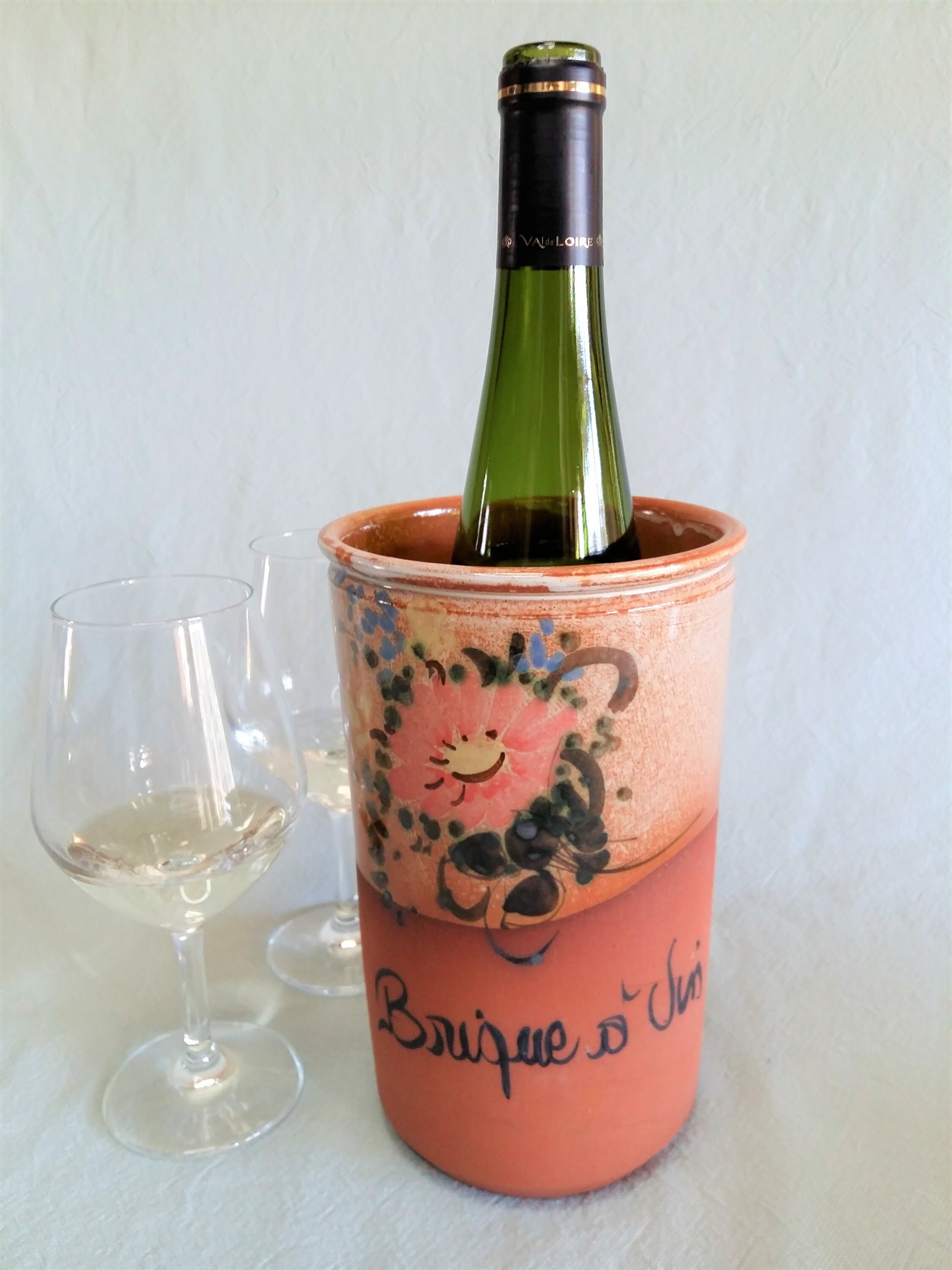 Refroidisseur de Vin en Céramique. Refroidisseur Français, Rustique, Terre Cuite Brique A Vin. Vie P