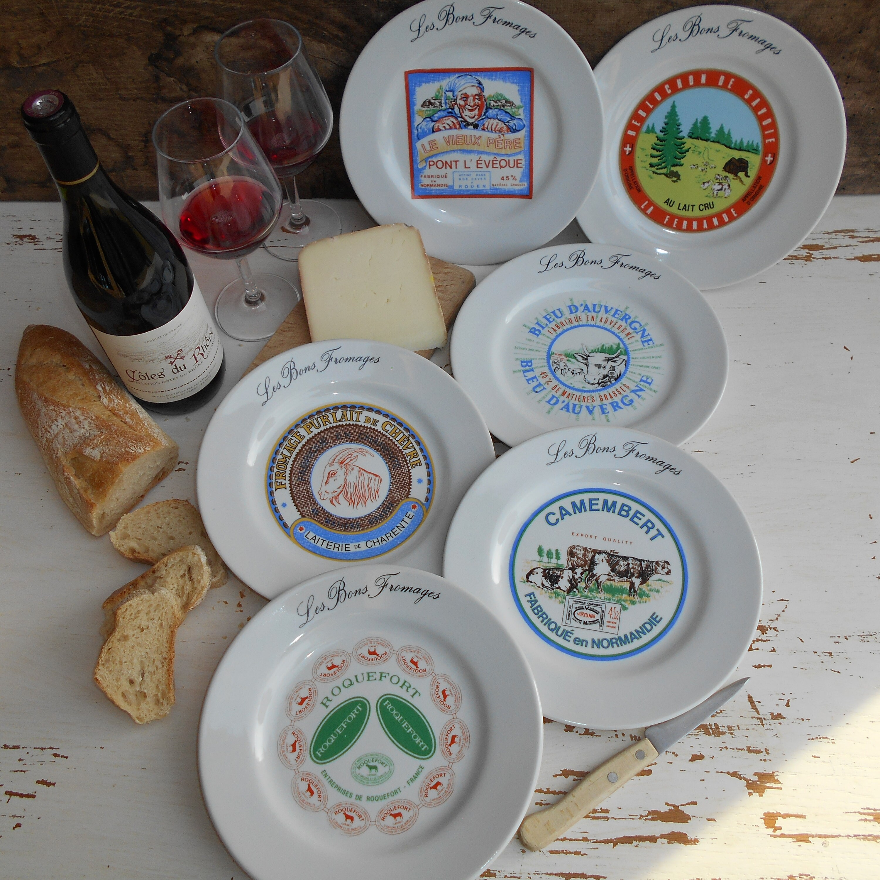 Six French Cheese Plates. Vintage Cheese Plate Set illustrated Etsy