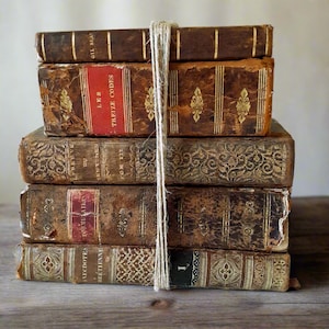 Antique French Book Stack: 18th-19th Century Religious Texts