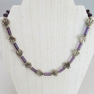 Romantic Purple and Silver Beaded Necklace