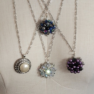 Vintage Earring Pendant Necklaces. Upcycled & Repurposed. Assemblage.