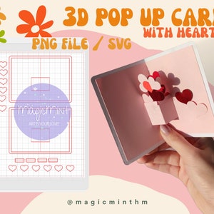 PNG Pop up card with hearts for Mothers day | Mother's day gift | Personalized gift | Gift for girlfriend | Pop up design | Template