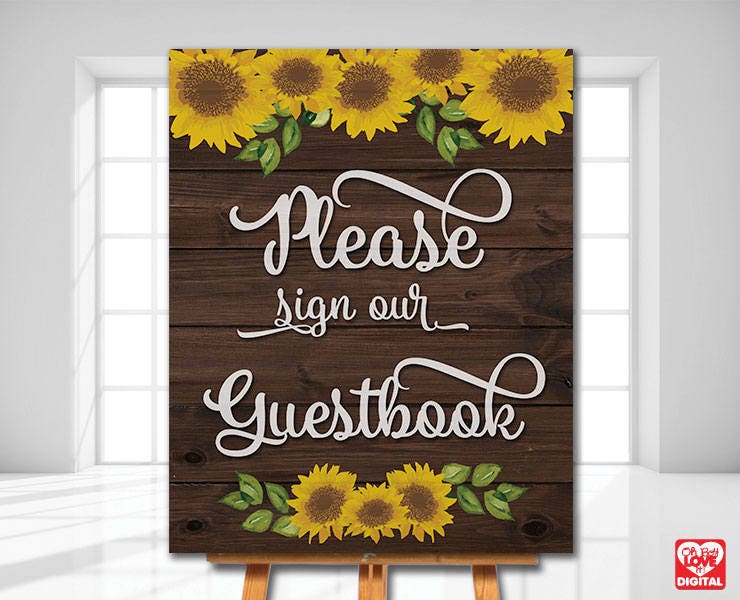 Sunflower Guestbook Sign Guest book Sunflower Wedding Etsy