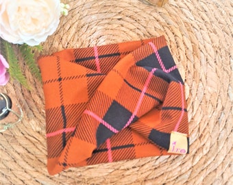 Petiro Hund | Katzen Klassischer Orange Cooper Plaid Twisted Infinity Snood Schal / Kuschelig Warmer Herbst Schal für Haustiere Winter | Hundehalstuch Puppy