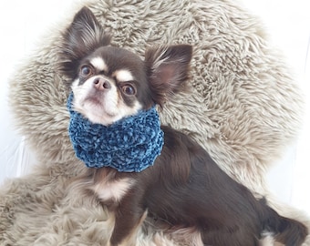Petiro EMERALD - Hund aus Samt | Katzen Snood - Twist Häkelschal - Urban Haustier Mensch Halswärmer - Hund und Frauchen Passender Look - Winter Hundeschal