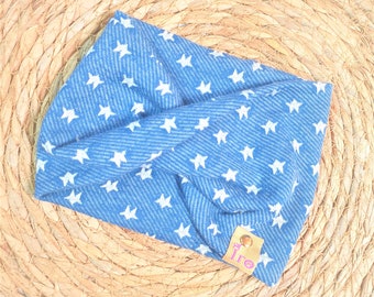 Petiro Hund | Katzen Jeans Sterne Twisted Infinity Snood Schal / gemütlich warmer Infinity Schal für Haustiere | Herbst Winter | Hundehalstuch | Welpe Modern