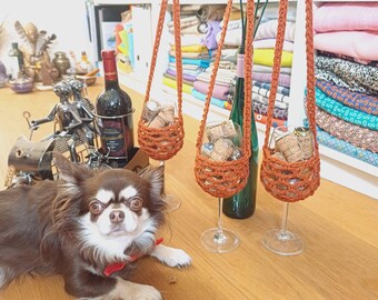 VinoPetiro "Wine Mate" Handmade Gehäkelter Glashalter | Weinprobe | Wein Halskette | Wein Schlüsselband | Festival, Junggesellinnenabschied | Hochzeit