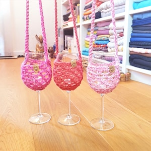 VinoPetiro "Wine Mate" Handmade Crochet glass holder | Wine tasting | Wine Necklace | Wine lanyard | Festival, Bachelorette Party | Wedding