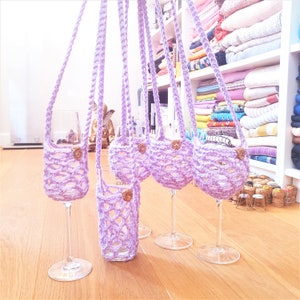 VinoPetiro "Wine Mate" Handmade Crochet glass holder | Wine tasting | Wine Necklace | Wine lanyard | Festival, Bachelorette Party | Wedding