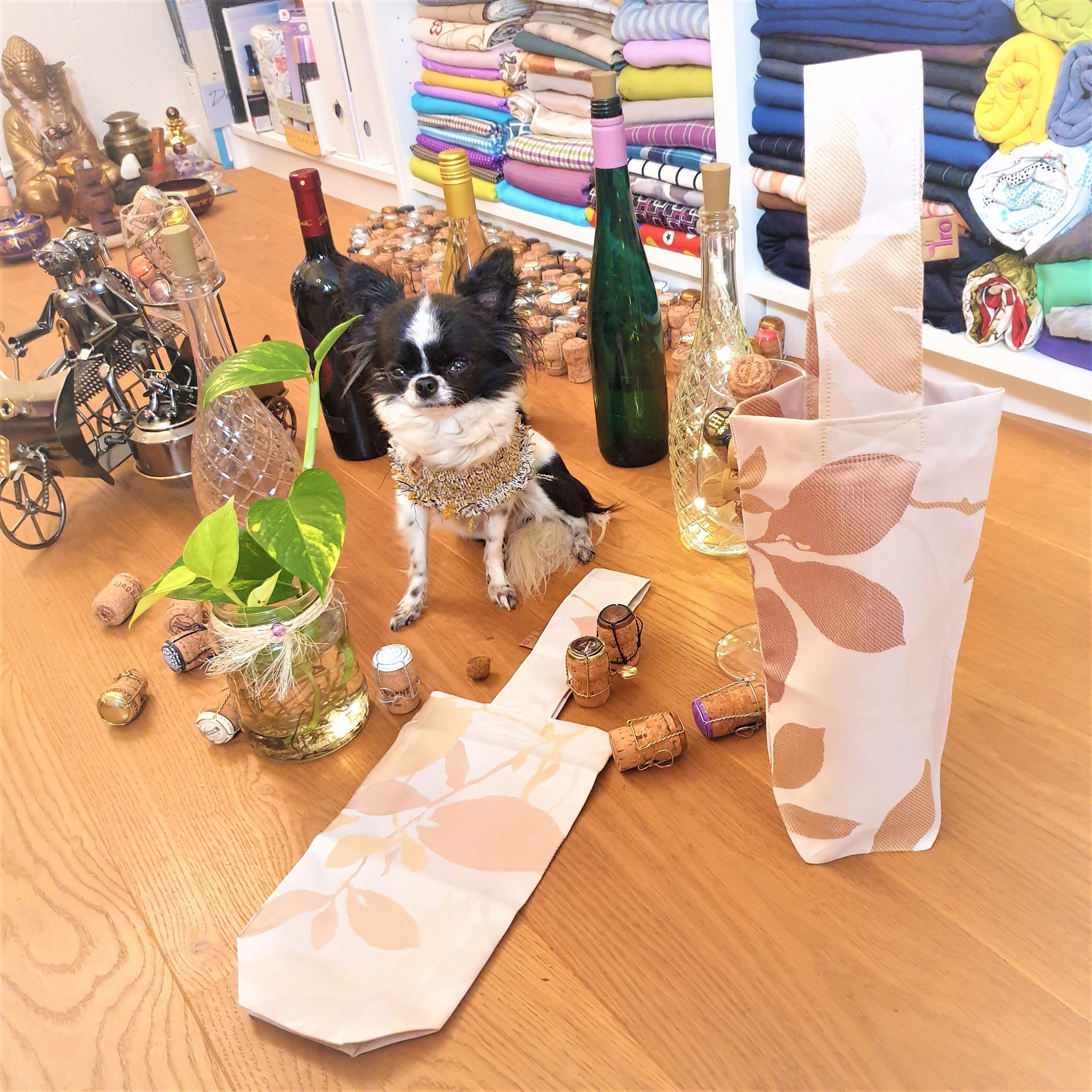 VinoPetiro Wine Bottle Tote Bag | Vintage Boho Wine Tote carrier | Eco - Friendly Reusable Wine Holder | Wine Lover Gift | Wedding Present
