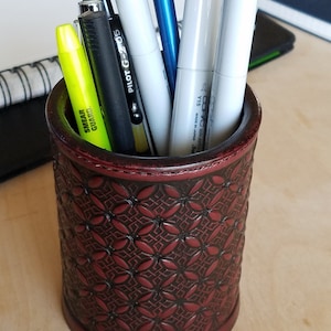 Handmade leather pencil cup - Dice cup