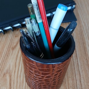 Handmade leather pencil cup/dice cup