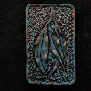 Magnet, refrigerator magnet, leather, hand-tooled