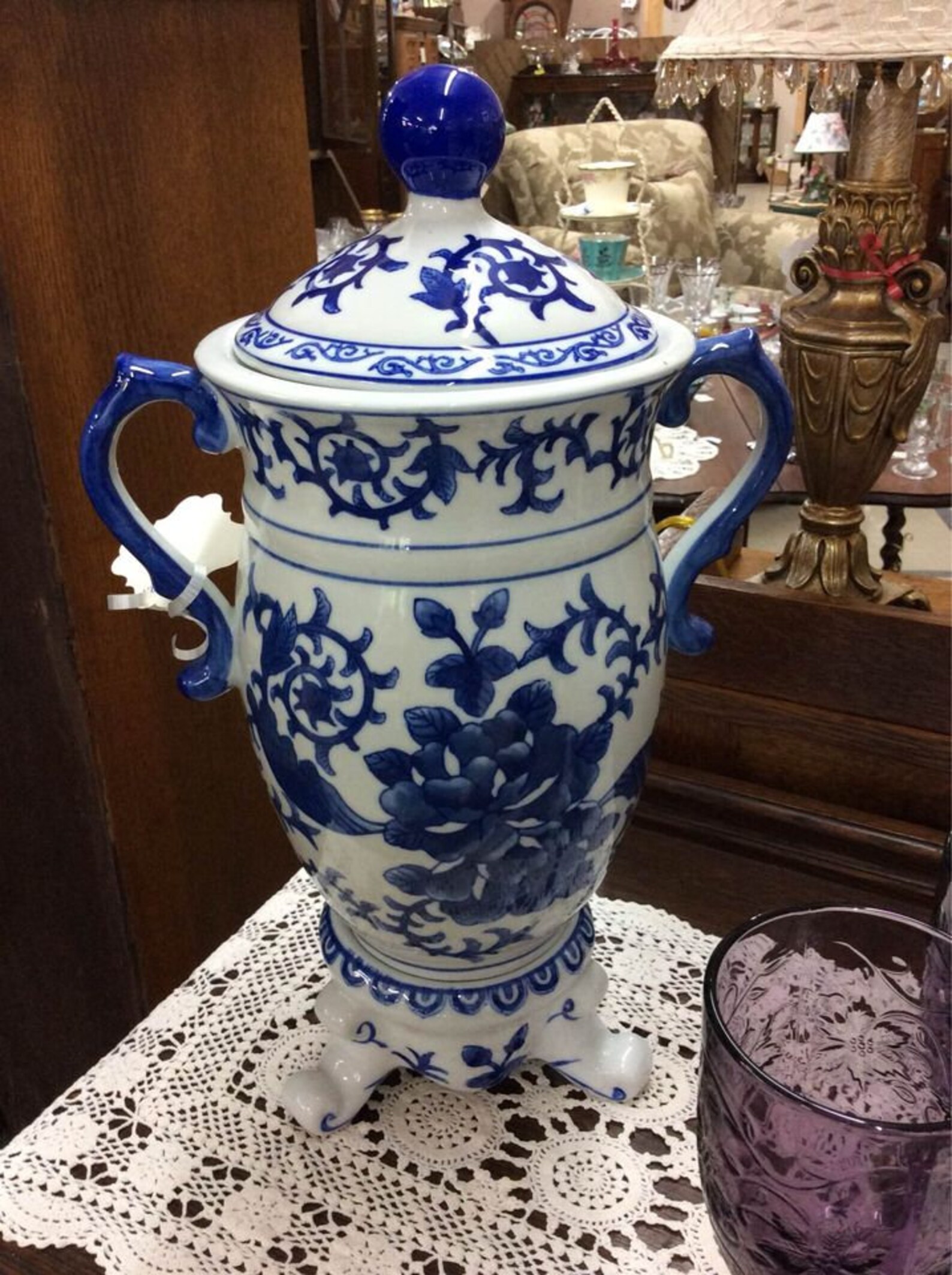 Bombay Blue/White Tall Handled Lidded Urn/Vase Etsy