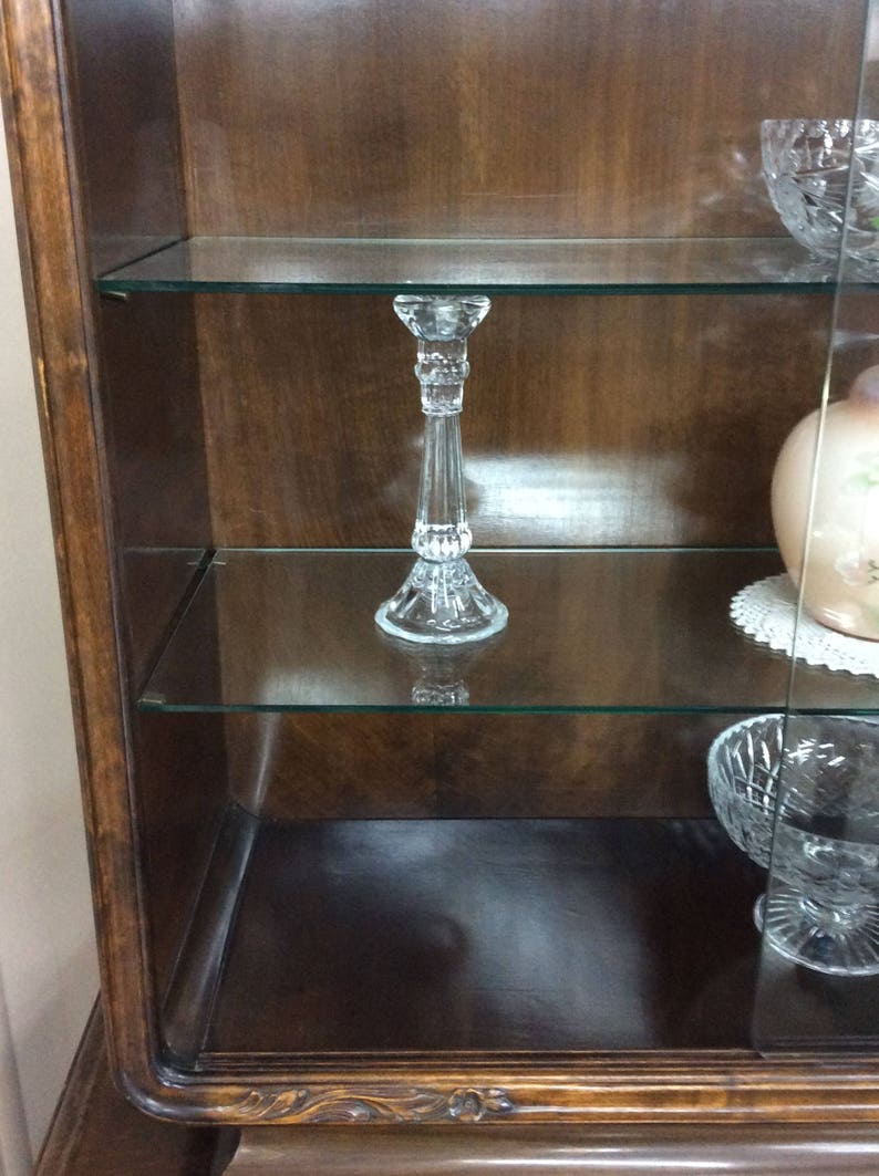 1940/'s French Walnut Vitrine DisplayDry Bar Cabinet