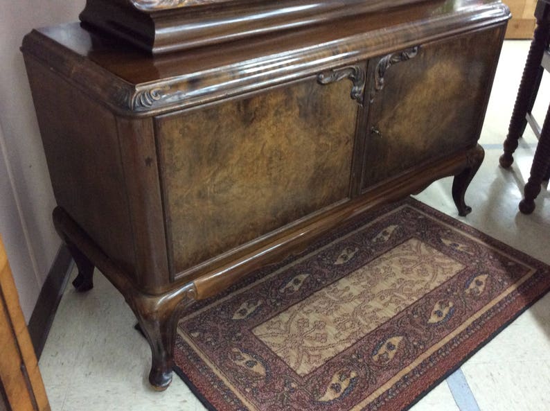 1940/'s French Walnut Vitrine DisplayDry Bar Cabinet