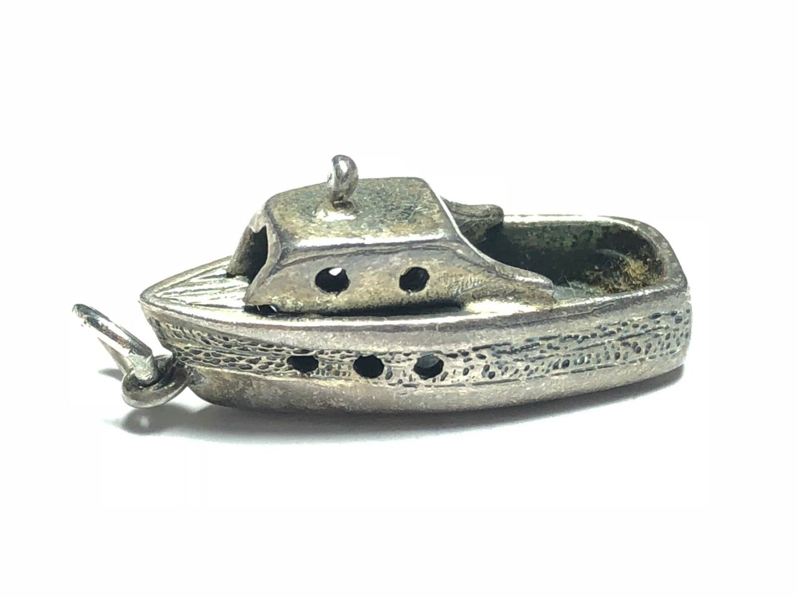 Vintage .925 Sterling Silver Boat Yacht Pendant Charm Patina Etsy UK