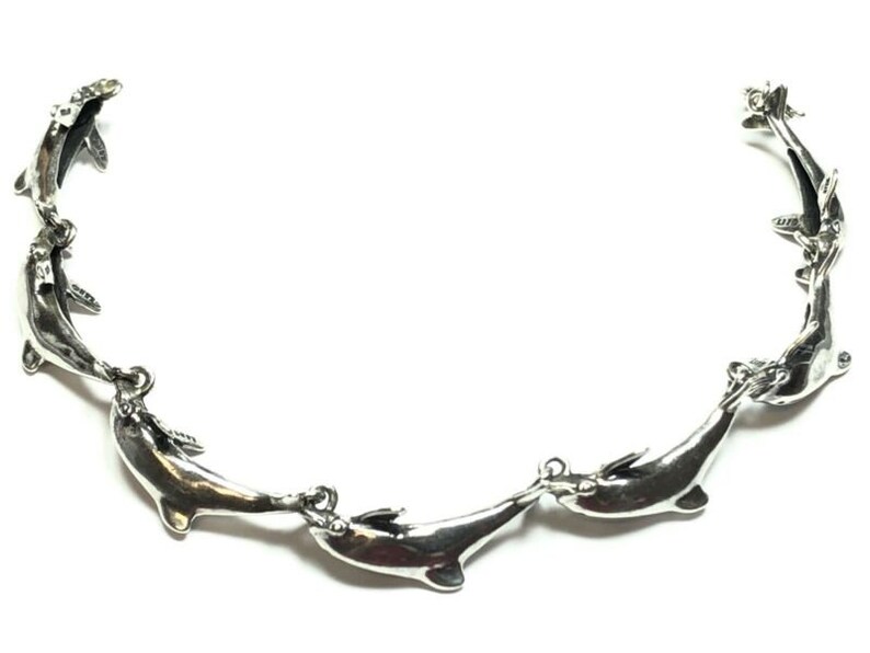 Beautiful Ladies Solid Sterling Silver Dolphin Bracelet KABANA