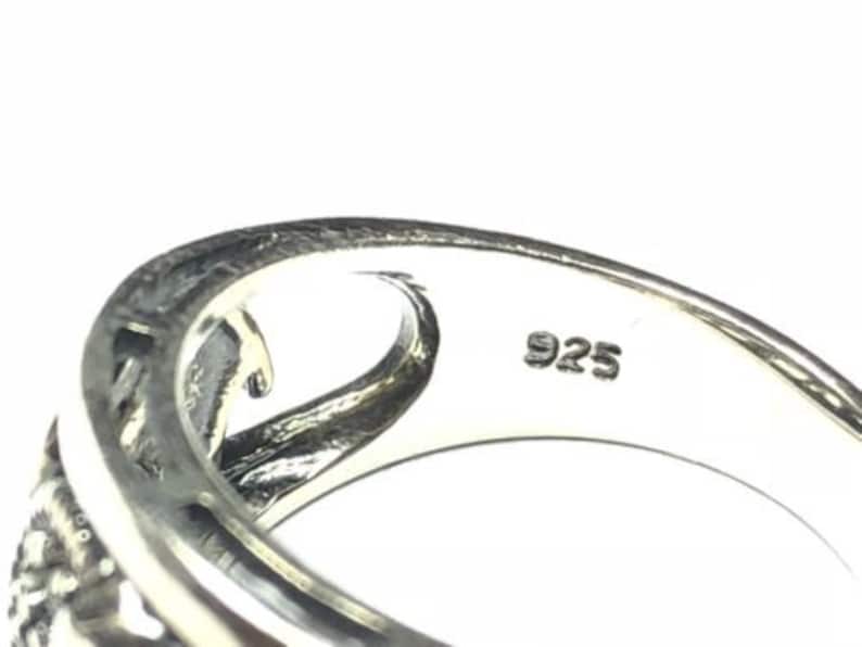 Beautiful Ladies Sterling Silver Marcasties Elephant Ring Signed NV Size 7.25