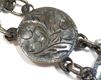 RICH PATINA! Vintage Ladies SIAM Sterling Silver Ornate Design Bracelet
