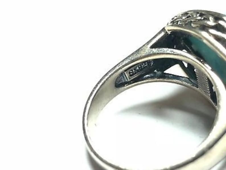 Size 8.25 Faux Turquoise Must See Beautiful Ladies Native Sterling Silver