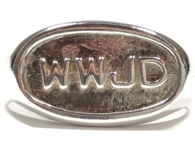 Vintage Ladies Sterling Silver \u2018WWJD\u2019 Jesus Do Ring Size 8.25 Signed ESO