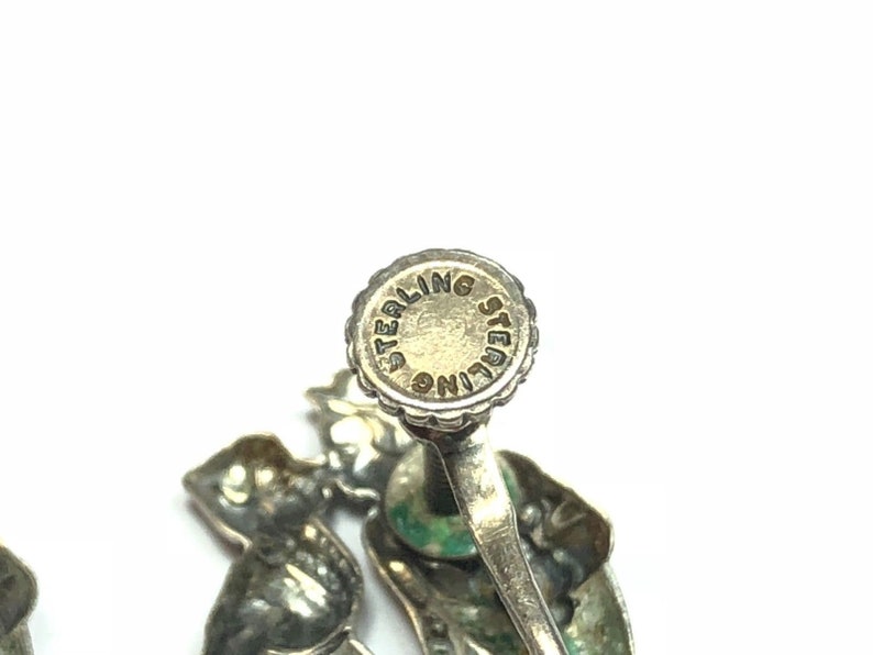 925 Sterling Silver Screwback Earrings Woman In Dress Kissing Man Hobo L@@K!