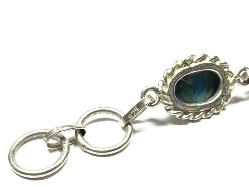 Beautiful Ladies Sterilng Silver Synthetic Turquoise Chain Bracelet
