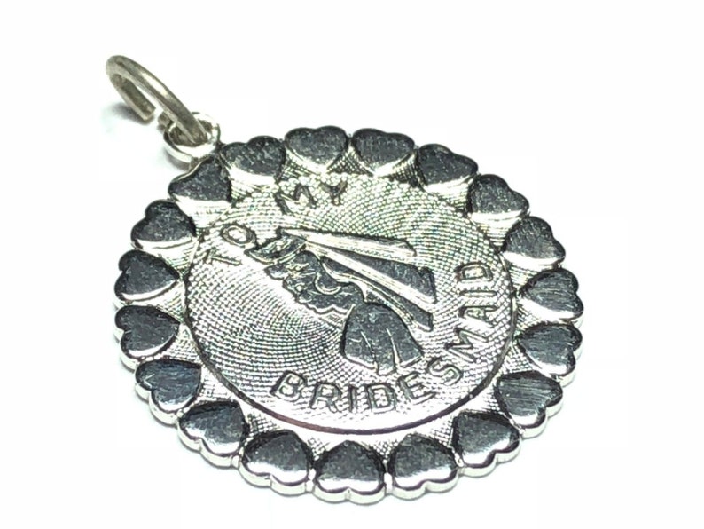 FREE S/&H Round .925 Sterling Silver \u201cTo My Bridesmaid\u201d Necklace Pendant