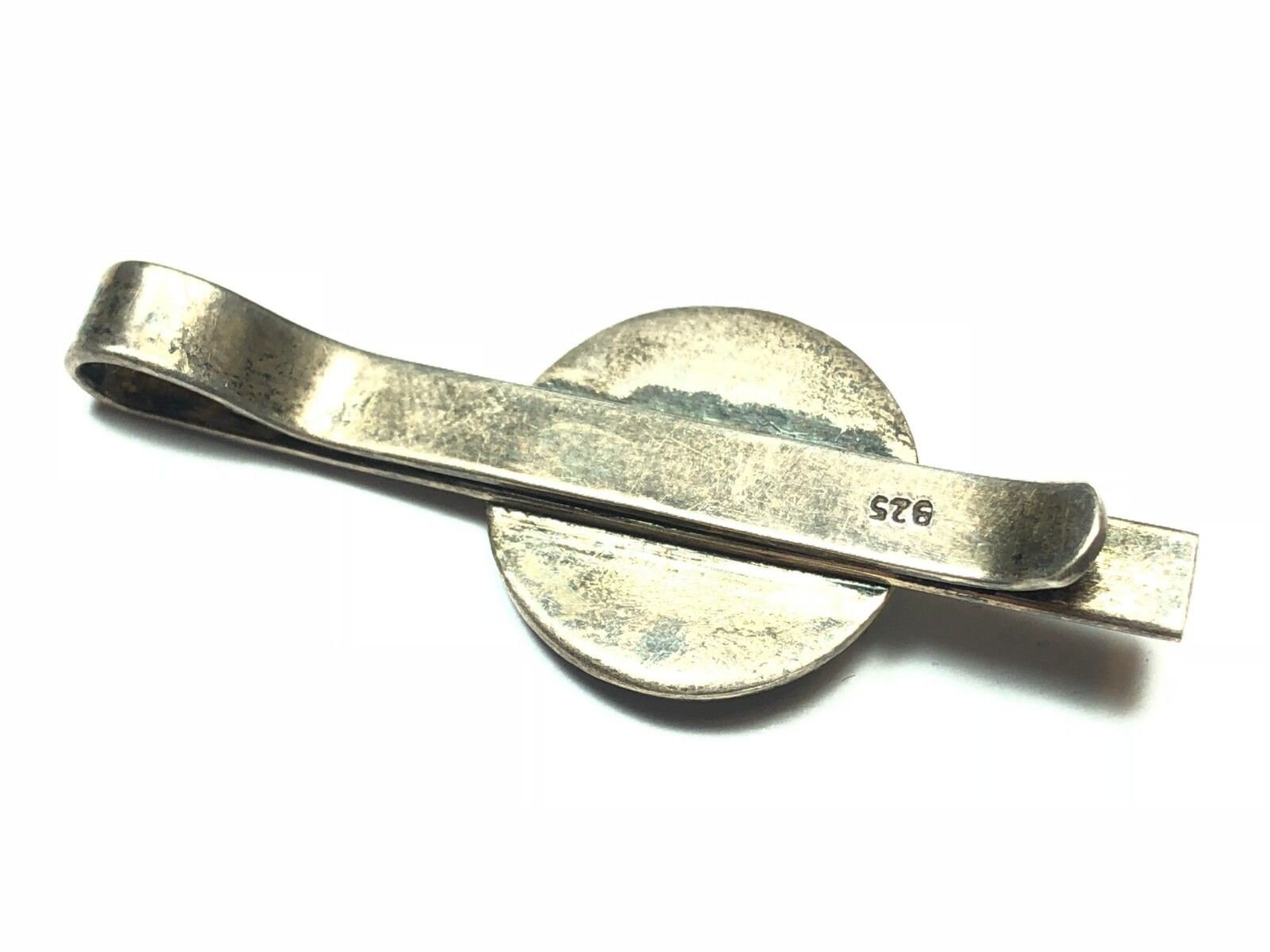 Vintage .925 Sterling Silver Tie Clip Clasp Patina Enamel Etsy