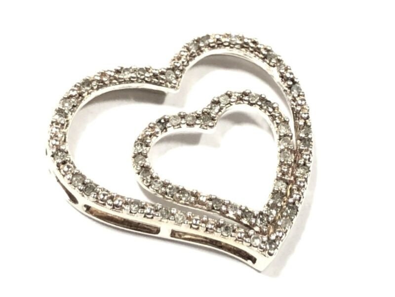 Sterling Silber Diamant 'Herz im Herzen' DoppelHerz Etsy
