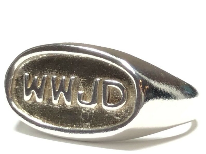 Vintage Ladies Sterling Silver \u2018WWJD\u2019 Jesus Do Ring Size 8.25 Signed ESO