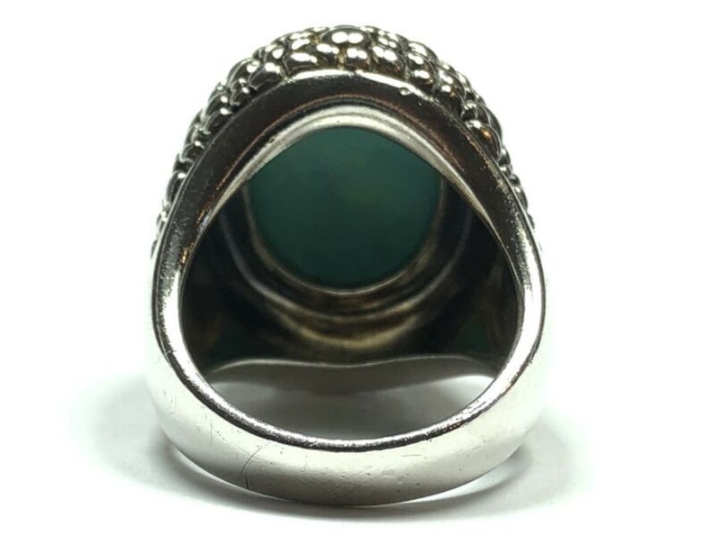 Large Beautiful Ladies Sterling Silver Turquoise Nugget Design Ring Size 6.75