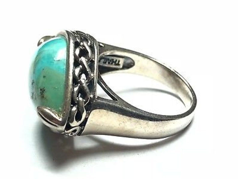 Size 8.25 Faux Turquoise Must See Beautiful Ladies Native Sterling Silver